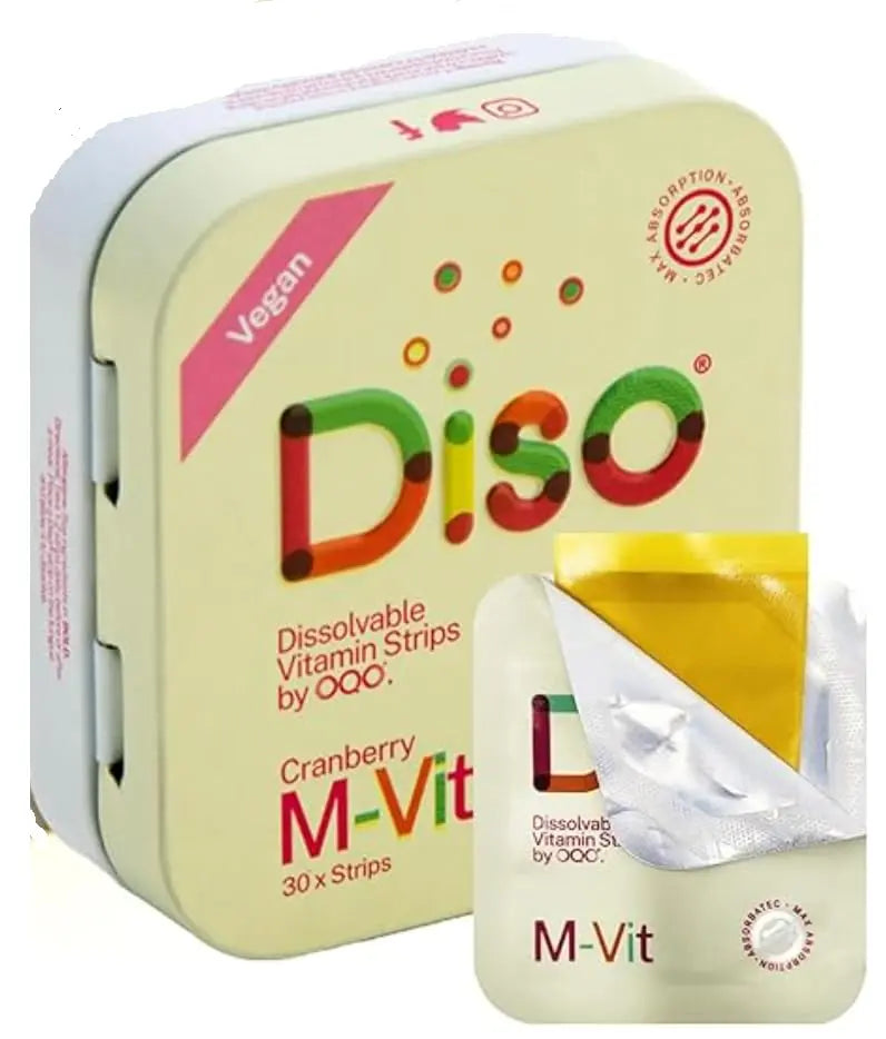 DISO - M-VIT - Fast-Dissolving Multivitamin Oral Strips, Cranberry Flavor, Vegan, Sugar Free, Gluten Free, Individually Wrapped DISO buy supplements canada