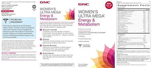 GNC Womens Ultra Mega Energy and Metabolism Multivitamin for Women, 90 Count GNC buy supplements canada