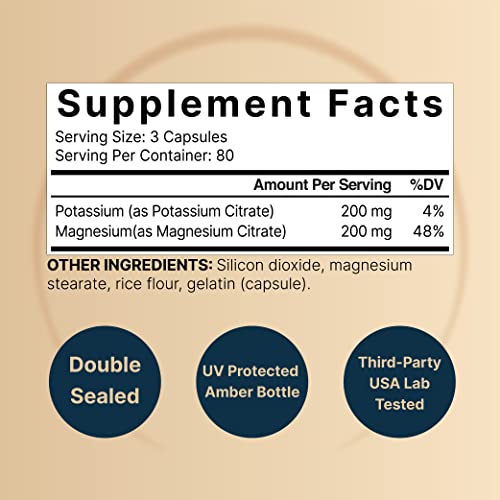 Potassium Magnesium Supplement – 200mg + | 240 Capsules Easily Absorbed Citrate NatureBell buy supplements canada