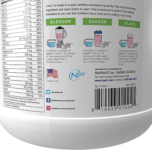 Lean1 Strawberry, 15 Serving tub, Fat Burning Meal Replacement by Nutrition53 N53 buy supplements canada