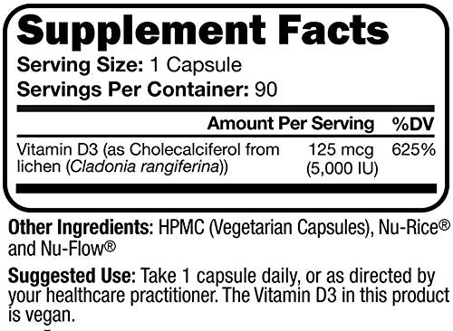 Script Essentials Vegan Vitamin D3 5,000 IU for Healthy Muscle Function, Bone Health, and Immune Support - Non-GMO, Gluten Free and Kosher Certified - 90 Servings Script Essentials buy supplements canada