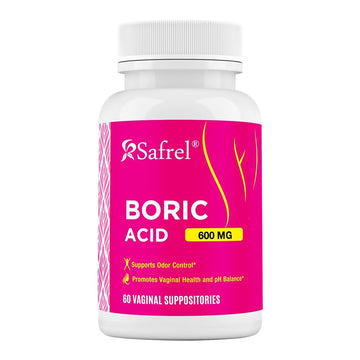 Safrel Boric Acid Vaginal Suppositories - 100% Pure Made in USA - Intimate Health Support, Vaginal Health and pH, Odor Control (60 Count) Safrel buy supplements canada