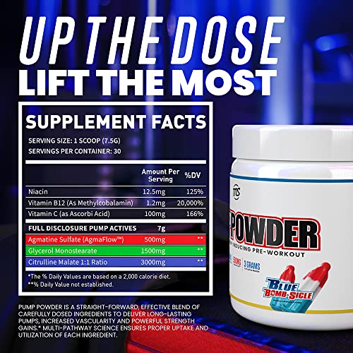 MAN Sports Pump Powder Blue Bombsicle - Stimulant Free Pre Workout Drink MAN Sports buy supplements canada
