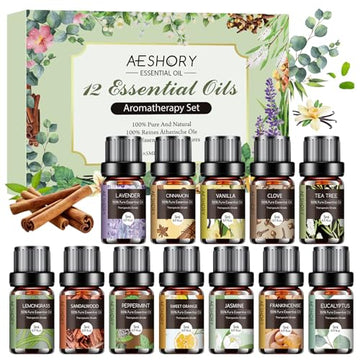 Essential Oils Set - 12 Pcs Aromatherapy Essential Oil Kit for Diffuser, Humidifier, Aromatherapy, Massage Aeshory buy supplements canada