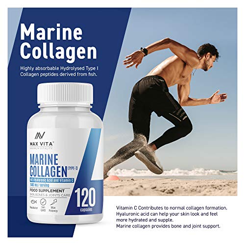 Marine Collagen Type 1 2400mg - 120 Capsules Supplement with Hyaluronic Acid and Vitamin C MAX VITA MAXIMUM VITALITY buy supplements canada