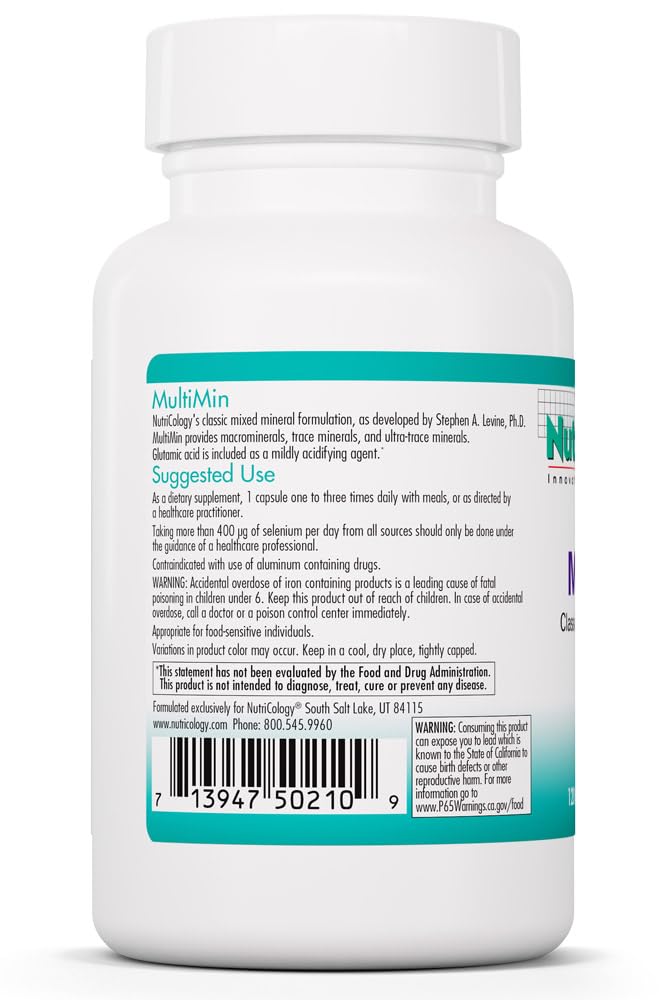 NutriCology MultiMin - Essential Mineral Blend with Macro Trace & Ultra Trace Minerals - Supports Mineral Balance Absorption & Cellular Function - 120 Servings - 120 Vegetarian Capsules Allergy Research Group buy supplements canada
