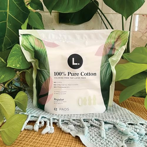 L. Pure Cotton Topsheet Pads for Women, Regular Absorbency, Ultra Thin Pads with Wings L. buy supplements canada