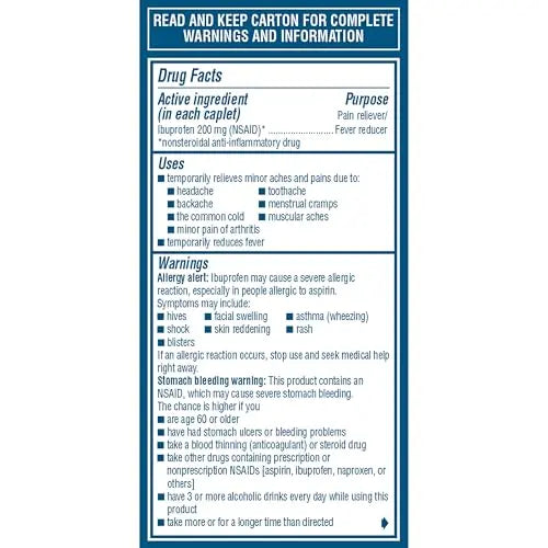Advil Pain Reliever and Fever Reducer, Pain Relief Medicine with Ibuprofen 200mg for Headache, Backache, Menstrual Pain and Joint Pain Relief - 100 Coated Caplets Advil buy supplements canada
