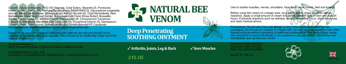 PIBIOOMAP Oringal Natural Bee Venom Serum Joint & Muscle & Bone Cream, Fast Acting, Relief Back, Shoulder, Back, Neck, Hands, Elbows, Feet, Leg, Knees, Ankle, for Adults, Elderly PIBIOOMAP buy supplements canada