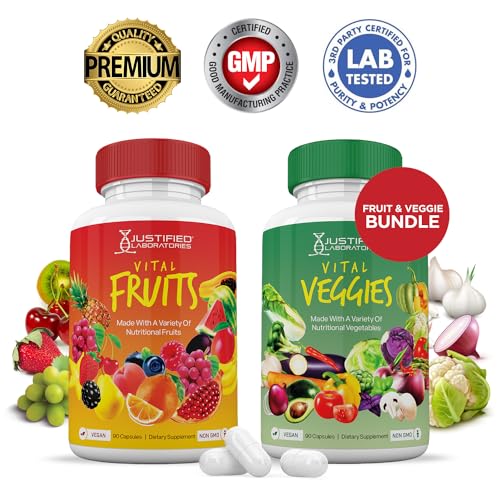 (4 Pack) Vital Fruits and Veggies Supplement Whole Food Red & Green Superfoods Justified Laboratories buy supplements canada