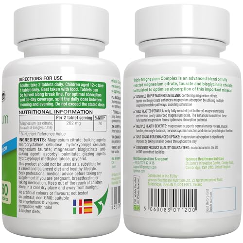 Advanced Triple Magnesium Complex, 2000mg Glycinate, Citrate & Taurate, Clean Label Igennus Healthcare Nutrition buy supplements canada