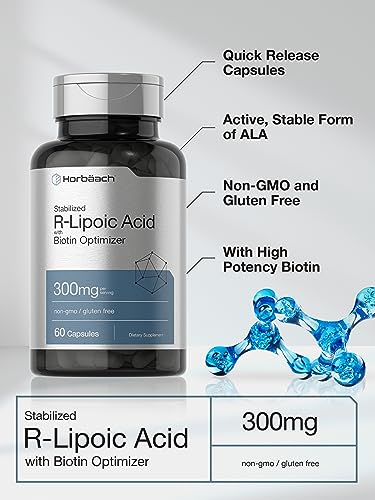 Stabilized R-Lipoic Acid 300mg | 60 Capsules | with Biotin Optimizer | Non-GMO, Gluten Horbäach buy supplements canada