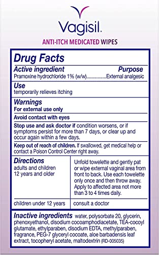Vagisil Anti-Itch Medicated Wipes, Maximum Strength 12 ea (Pack of 6) Vagisil buy supplements canada