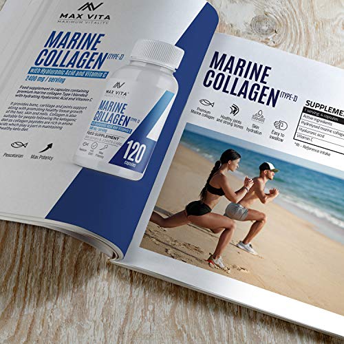 Marine Collagen Type 1 2400mg - 120 Capsules Supplement with Hyaluronic Acid and Vitamin C MAX VITA MAXIMUM VITALITY buy supplements canada