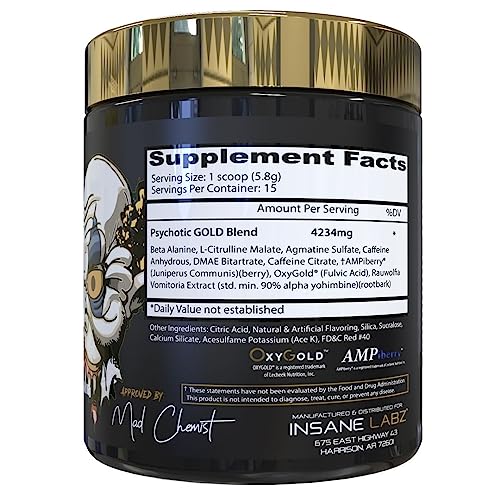 Insane Labz Psychotic Gold, High Stimulant Pre Workout Powder, Extreme Lasting Energy Insane Labz buy supplements canada