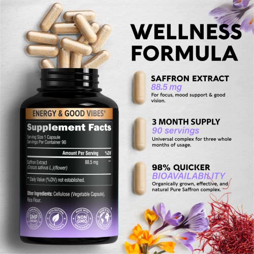 Natural Saffron Supplements - Pure Saffron Extract 88.5 mg - Made in USA - Mood NUTRAHARMONY buy supplements canada
