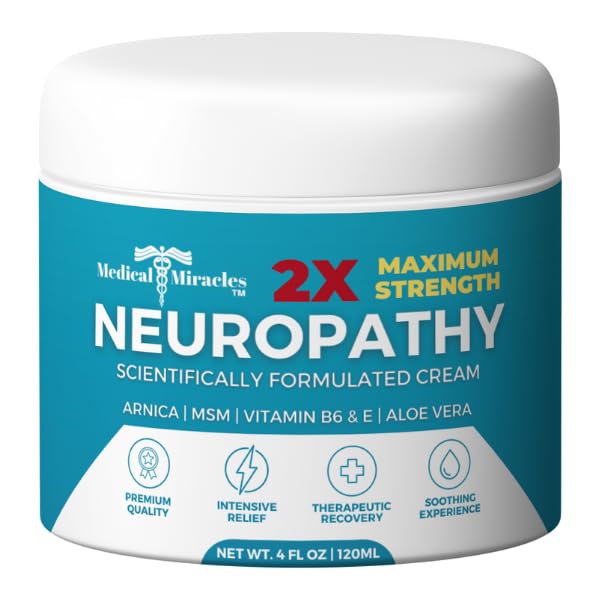 Medical Miracles Neuropathy Cream 2X Strength | Nerve Therapy Max Potency Relief for Feet, Hands, Legs, Toes - Arnica, Vitamin B6, Aloe Vera, MSM - Crafted for Exceptional Relief 4oz Medical Miracles buy supplements canada