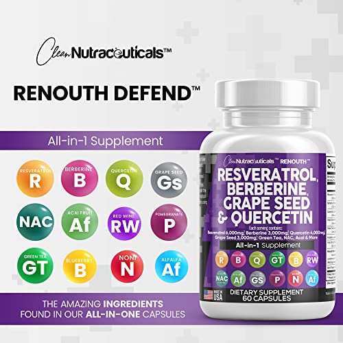 Resveratrol 6000mg Berberine 3000mg Grape Seed Extract 3000mg Clean Nutraceuticals buy supplements canada