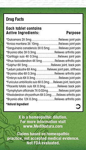 MediNatura T-Relief Extra Strength Arthritis Pain Reliever Arnica +12 Natural Medicines for Joint Soreness Stiffness Aches, Quick Dissolving Pain Relief for Women & Men - 100 Tablets (4 Pack) MediNatura buy supplements canada