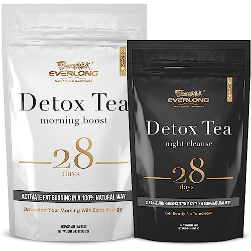 EVERLONG Detox Tea 28 Day Morning Boost Tea and Night Cleanse Tea, Burn Fat and Boost EVERLONG buy supplements canada