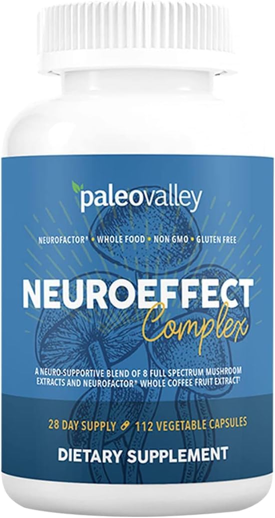 Paleovalley NeuroEffect - Neuro Mushroom Coffee Nutritional Supplement for Focus, Memory, and Energy Support - 28-Day Supply - 8 Full Spectrum Mushroom and Whole Coffee Fruit Extracts Paleovalley buy supplements canada