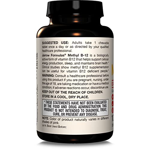 Jarrow Formulas Methyl Vitamin B-12 1000 mcg, 100 Chewable Tablets, Lemon Flavored- Bioactive B12 Vitamin - Supports Cellular Energy Production Jarrow Formulas buy supplements canada