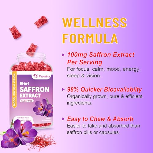 VZOXAINS 2 Pack Saffron Supplement Gummies, Sugar Free Saffron Extract with Magnesium VZOXAINS buy supplements canada