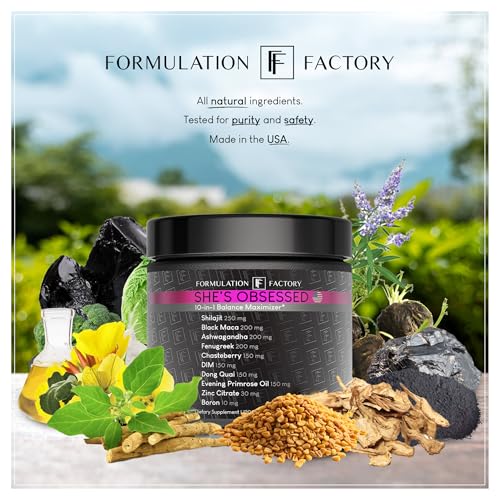 Formulation Factory She's Obsessed: 10-in-1 Hormone Balance Maximizer with Shilajit, Maca, Ashwagandha, DIM, Dong Quai, Zinc & More for Vitality & Balance – 120 Capsules 2 Months Formulation Factory buy supplements canada