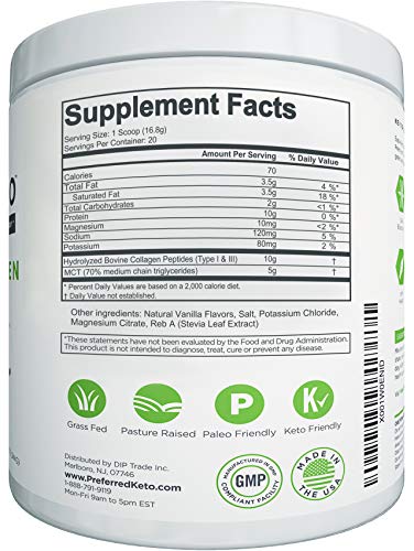 Keto Collagen Protein Powder with MCT Oil – Keto and Paleo Friendly Grass Fed Preferred Elements buy supplements canada