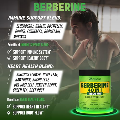 Zolotus 18800mg Berberine Supplement 40 in 1, with Sea Moss, Cinnamon, Milk Thistle Zolotus buy supplements canada