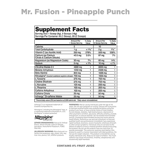 Nutrithority Mr.Fusion Pre Workout Supplement, Pineapple Punch, 40 Servings Nutrithority buy supplements canada