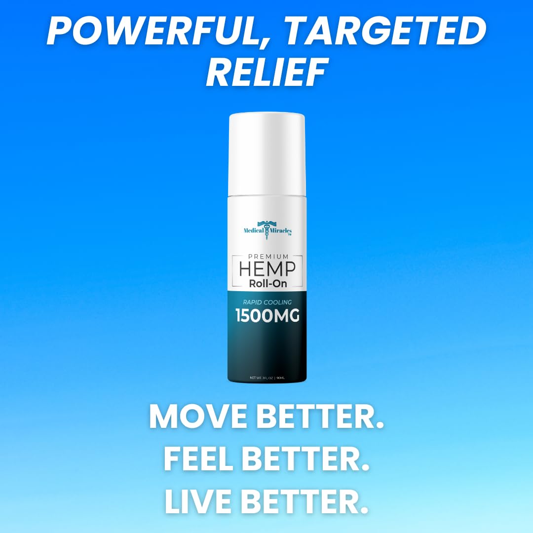 Medical Miracles New Hemp Oil Roll On - Ideal for Muscles, Hips, Joints, Neck, Back, Elbows, Fingers, Hands, and Knees (1500mg Roll-On) Medical Miracles buy supplements canada