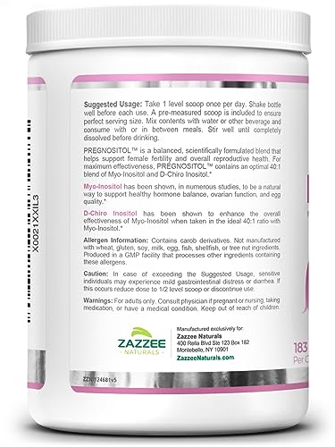 Zazzee PREGNOSITOL Powder, 183 Servings, 6 Month Supply, Premium Myo-Inositol Zazzee buy supplements canada