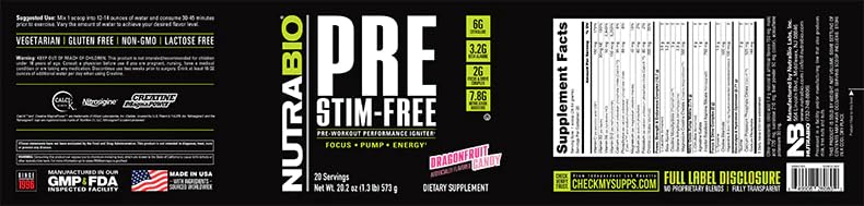 NutraBio PRE Stim Free - Caffeine Free Pre Workout Powder - Sustained Energy, Mental NutraBio buy supplements canada