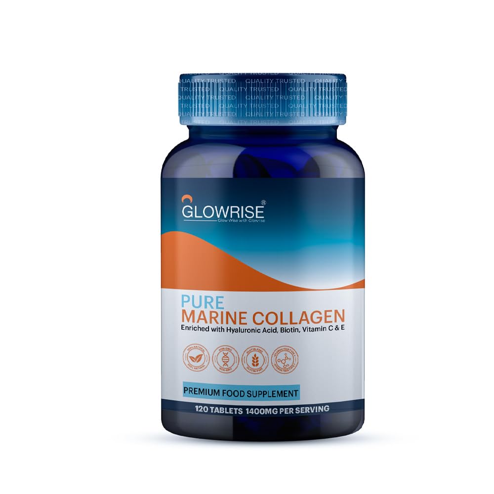 Pure Marine Collagen 120 Tablets 1400mg - Premium Blend with Hyaluronic Acid, Biotin, Vitamin C & E GLOWRISE buy supplements canada