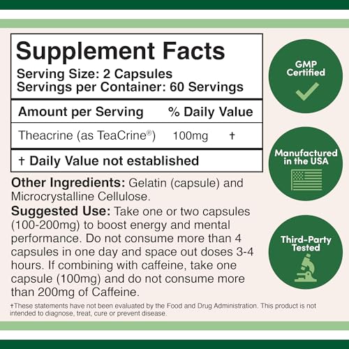 Theacrine (Teacrine) 100 Mg, 60 Capsules - Energy and Focus Supplement (Similar to Caffe Double Wood Supplements buy supplements canada