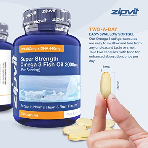 Omega 3 Fish Oil 2000mg, EPA 660mg DHA 440mg per Daily Serving. 120 Capsules Zipvit buy supplements canada