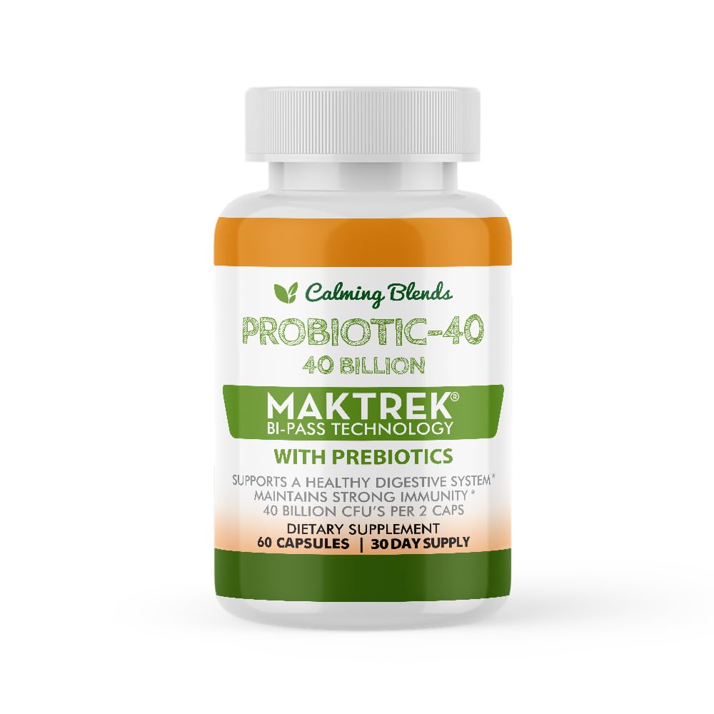 CALMING BLENDS Probiotic, 40 Billion CFU, Bi-Pass Delivery System for Maximum Effectiveness, Shelf Stable, 60 Vegetable Capsules CALMING BLENDS buy supplements canada