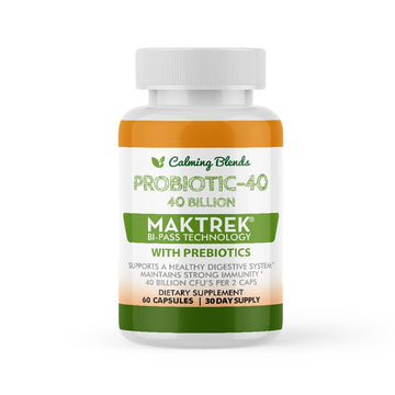 CALMING BLENDS Probiotic, 40 Billion CFU, Bi-Pass Delivery System for Maximum Effectiveness, Shelf Stable, 60 Vegetable Capsules CALMING BLENDS buy supplements canada