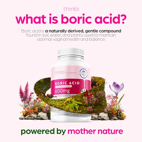 Thinbi Boric Acid Suppositories for Women w/Aloe Vera - BV Treatment & PH Balance Artnaturals buy supplements canada