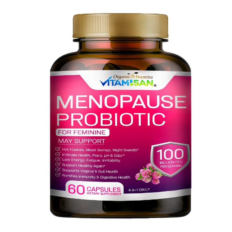 Menopause Support for Women – Hormone-Free Prebiotics & Probiotics 100 Billion CFU with Black Cohosh & Ashwagandha | Feminine Care, pH Balance, Vaginal Health, Hot Flashes, Night Sweats & Mood Swings VITAMISAN buy supplements canada
