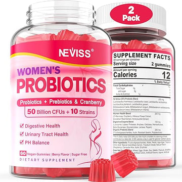 Probiotics for Women Gummies, Sugar Free Vaginal Probiotics 50 Billion CFU 10 Strains w/ Cranberry NEVISS buy supplements canada