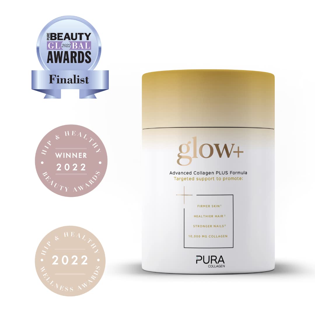 Pura Collagen Powdered Supplement Glow+, 10,000mg Hydrolysed Peptides, Hyaluronic Acid, Vitamins & Minerals, 28 Servings, 284 g Pura Collagen buy supplements canada