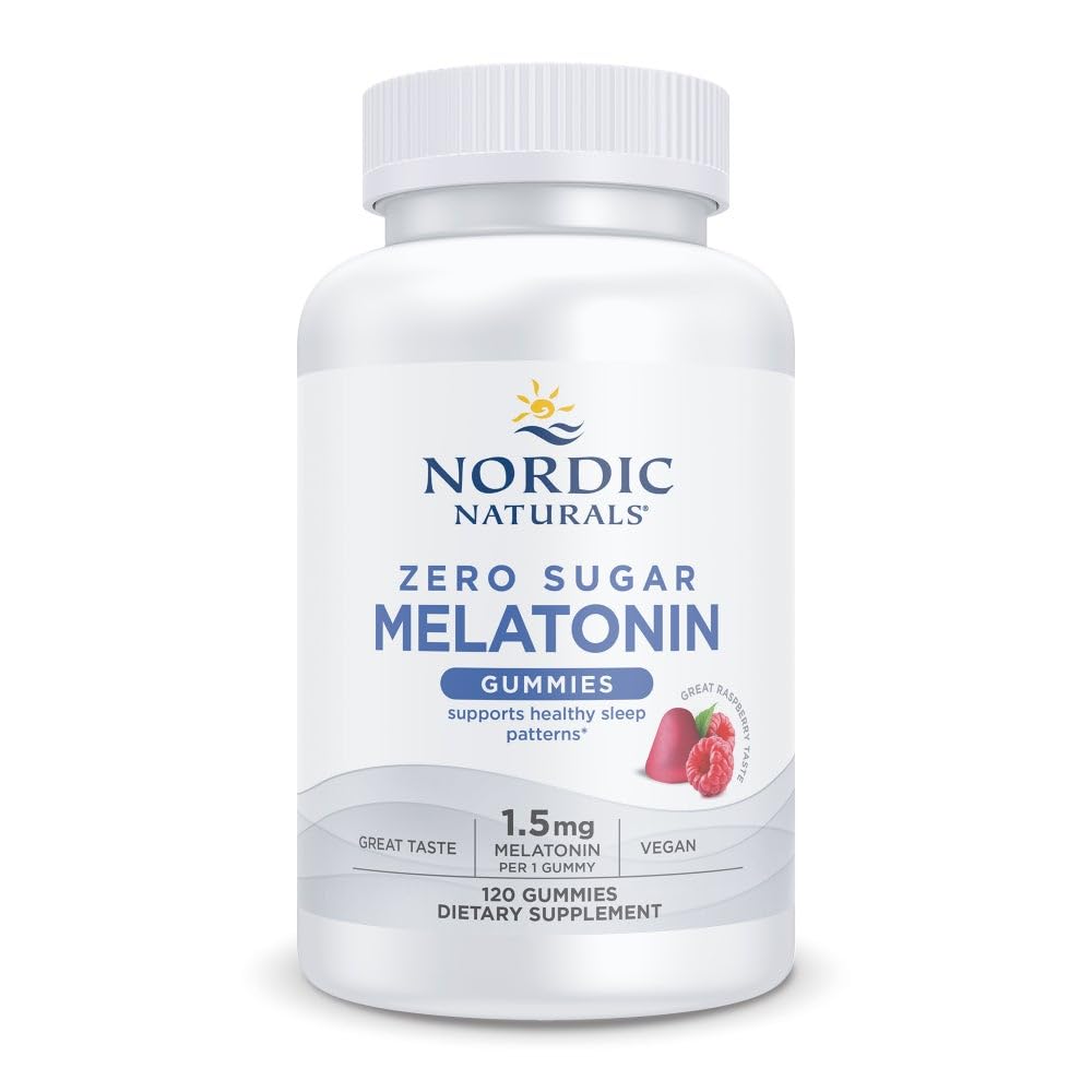 Nordic Naturals Zero Sugar Melatonin Gummies, Raspberry - 120 Gummies - 1.5 mg Melatonin - Great Taste - Restful Sleep, Antioxidant Support - Non-GMO, Vegan - 120 Servings Nordic Naturals buy supplements canada