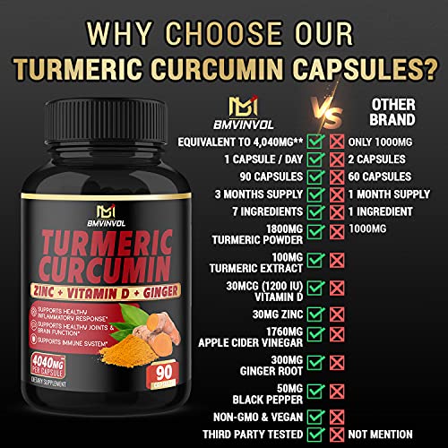 BMVINVOL Turmeric Curcumin Supplement 4040 mg - 95% Curcuminoids with Ginger BMVINVOL buy supplements canada