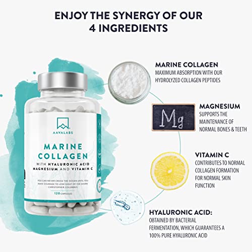 Marine Collagen Tablets for Women and Men with Hyaluronic Acid, Natural Vitamin C & Magnesium - with Pure Collagen peptides AAVALABS buy supplements canada