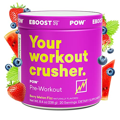 EBOOST POW Natural Pre Workout Powder - 20 Servings - Berry Melon Fizz - Pre Workout EBOOST buy supplements canada