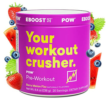EBOOST POW Natural Pre Workout Powder - 20 Servings - Berry Melon Fizz - Pre Workout EBOOST buy supplements canada