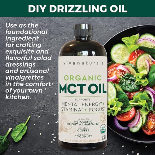 Viva Naturals Organic MCT Oil for Keto Coffee (32 fl oz) - Best MCT Oil Supplement Viva Naturals buy supplements canada