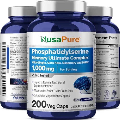 NusaPure Phosphatidylserine Memory Ultimate Complex 1000mg 200 Vegetarian Caps NusaPure buy supplements canada